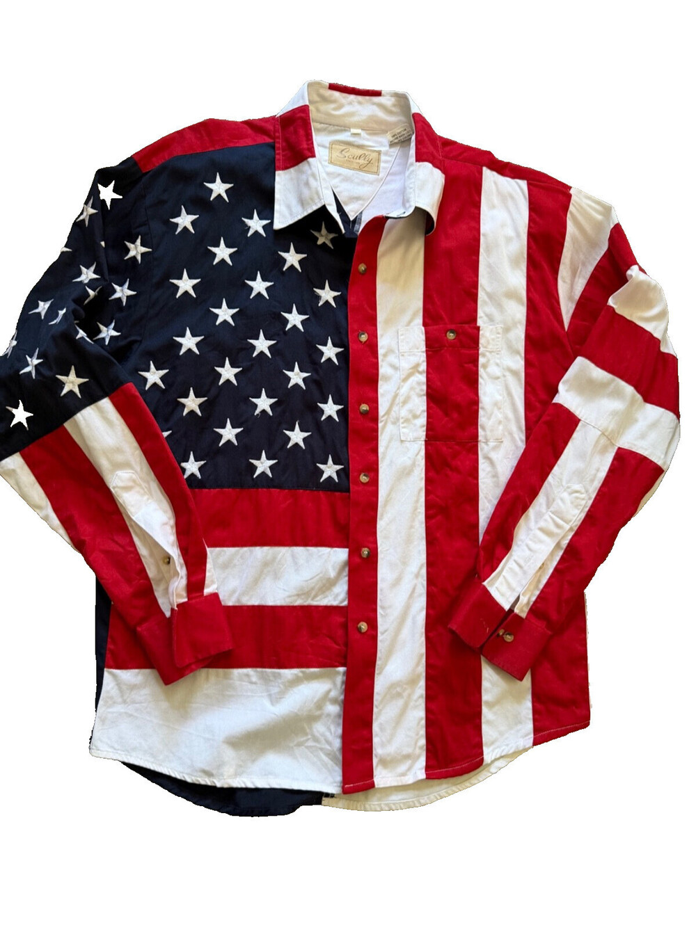 Scully Western Shirt Mens Long Sleeve USA Flag Patriotic XL